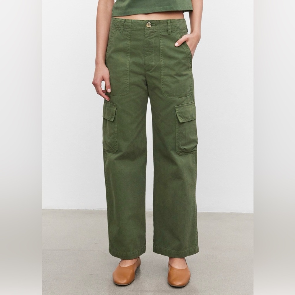 Velvet by Graham & Spencer Makayla Sanded Twill‎ Cargo Pant Green NWT